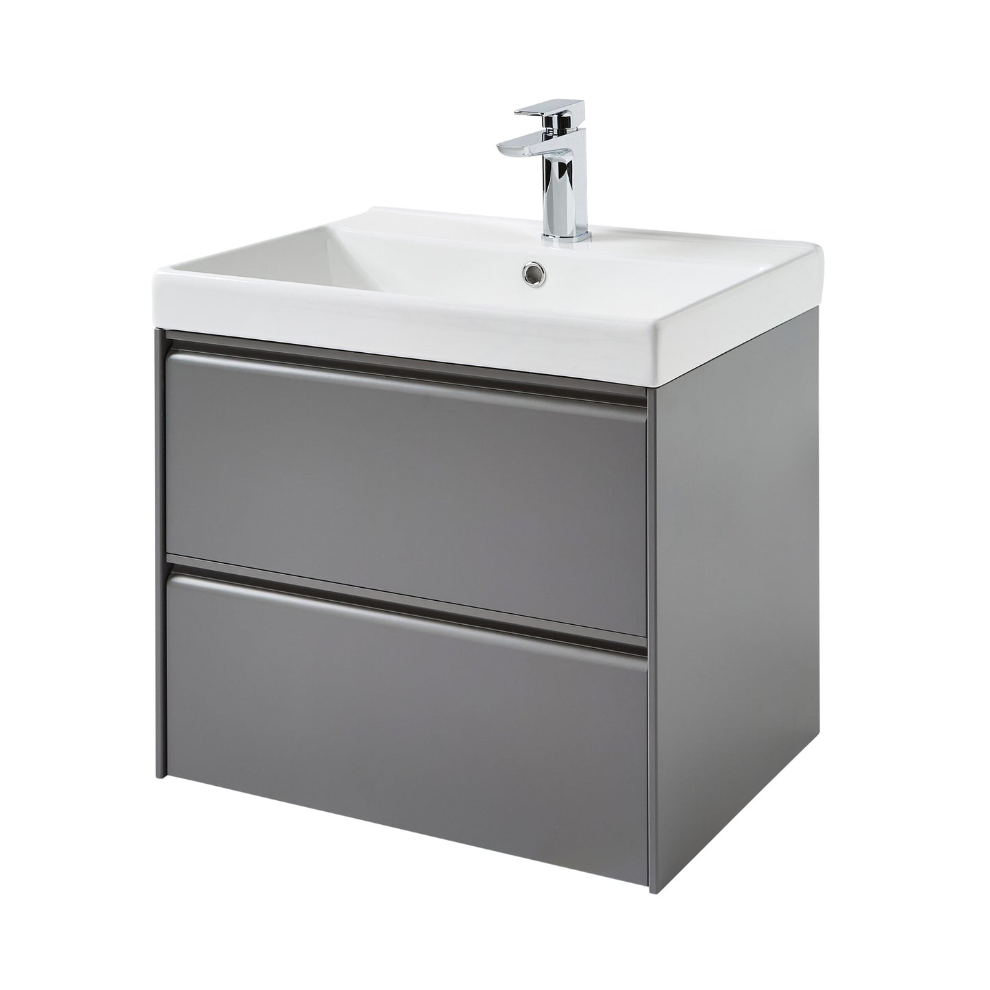 Moon 600mm 2 Drawer Wall Mounted Unit Matt Grey