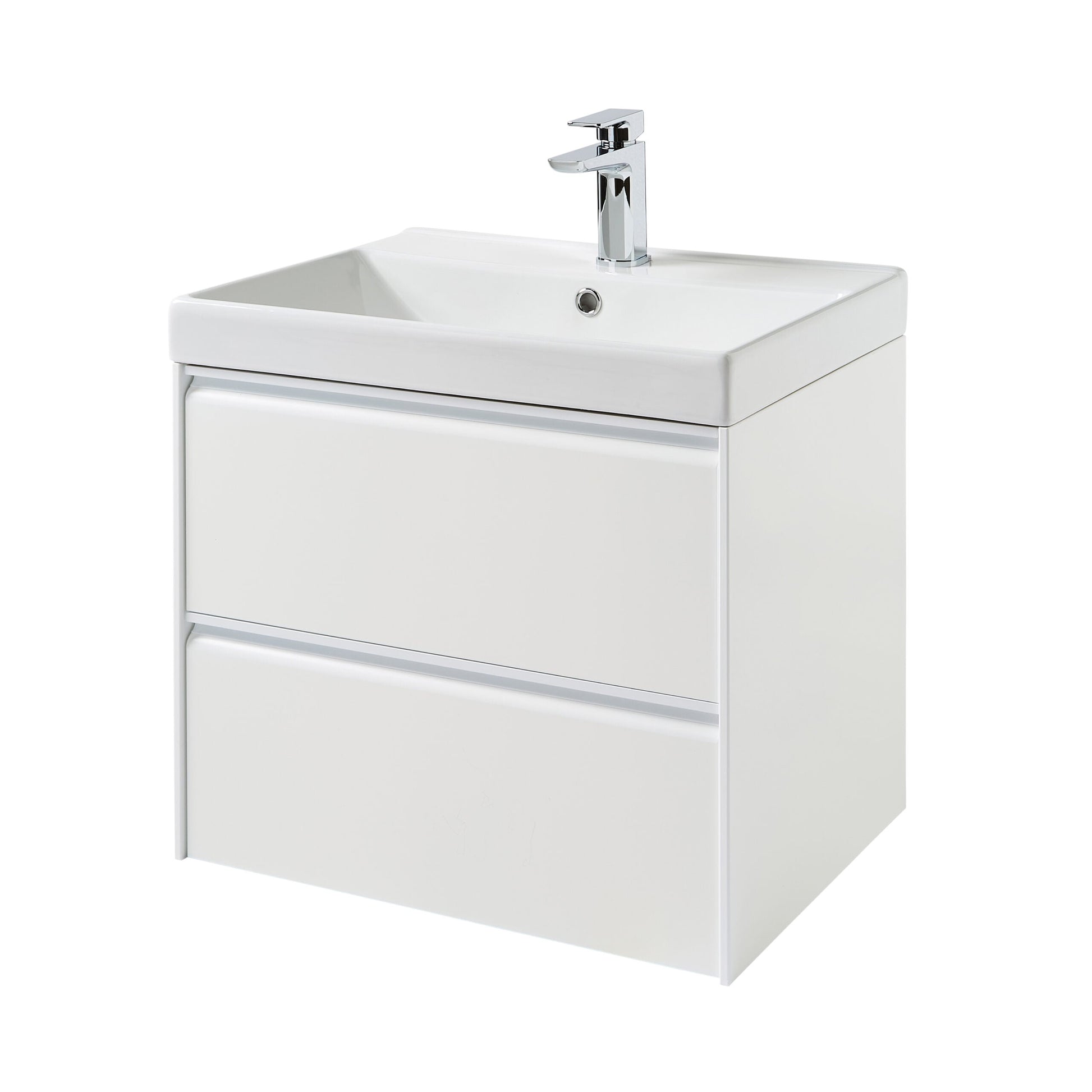 Moon 600mm 2 Drawer Wall Mounted Unit Matt White