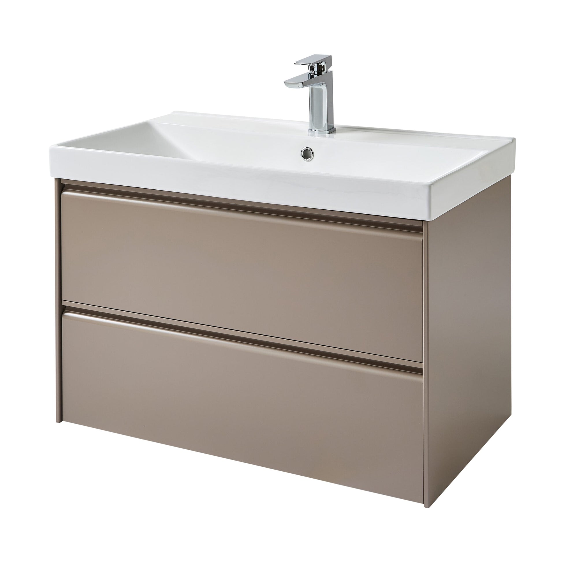 Moon 800mm 2 Drawer Wall Mounted Unit Cocoa