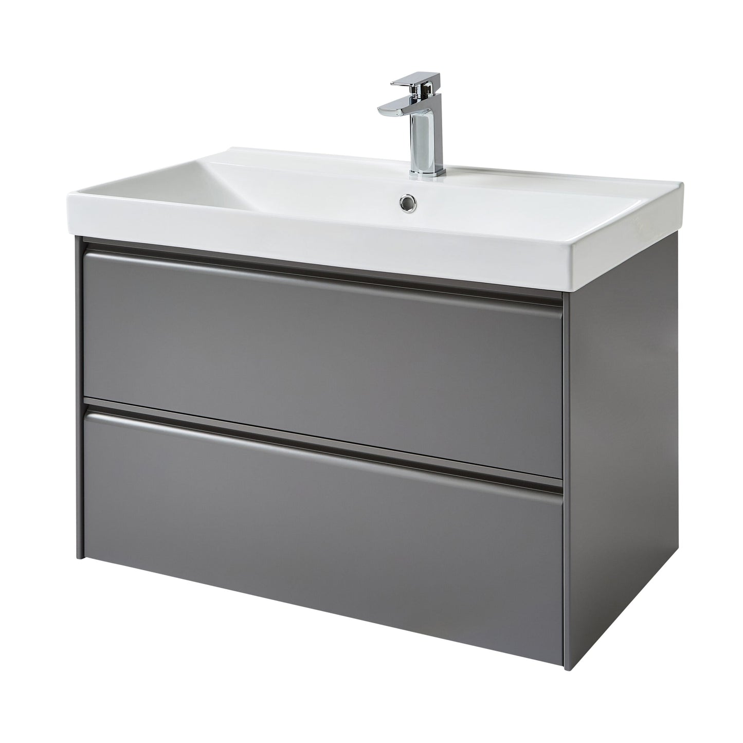 Moon 800mm 2 Drawer Wall Mounted Unit Matt Grey
