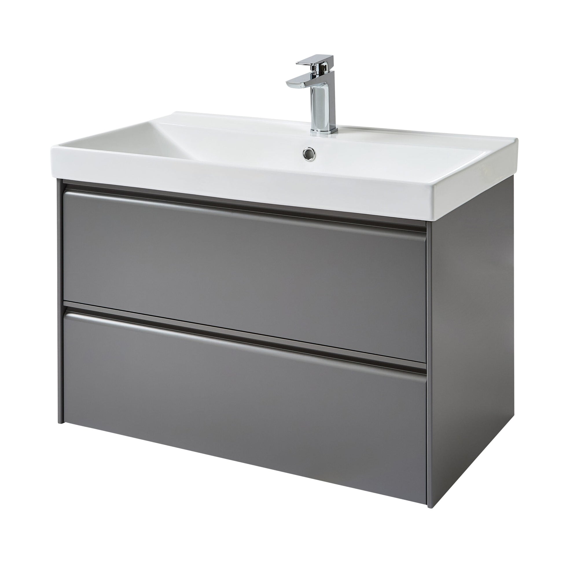 Moon 800mm 2 Drawer Wall Mounted Unit Matt Grey