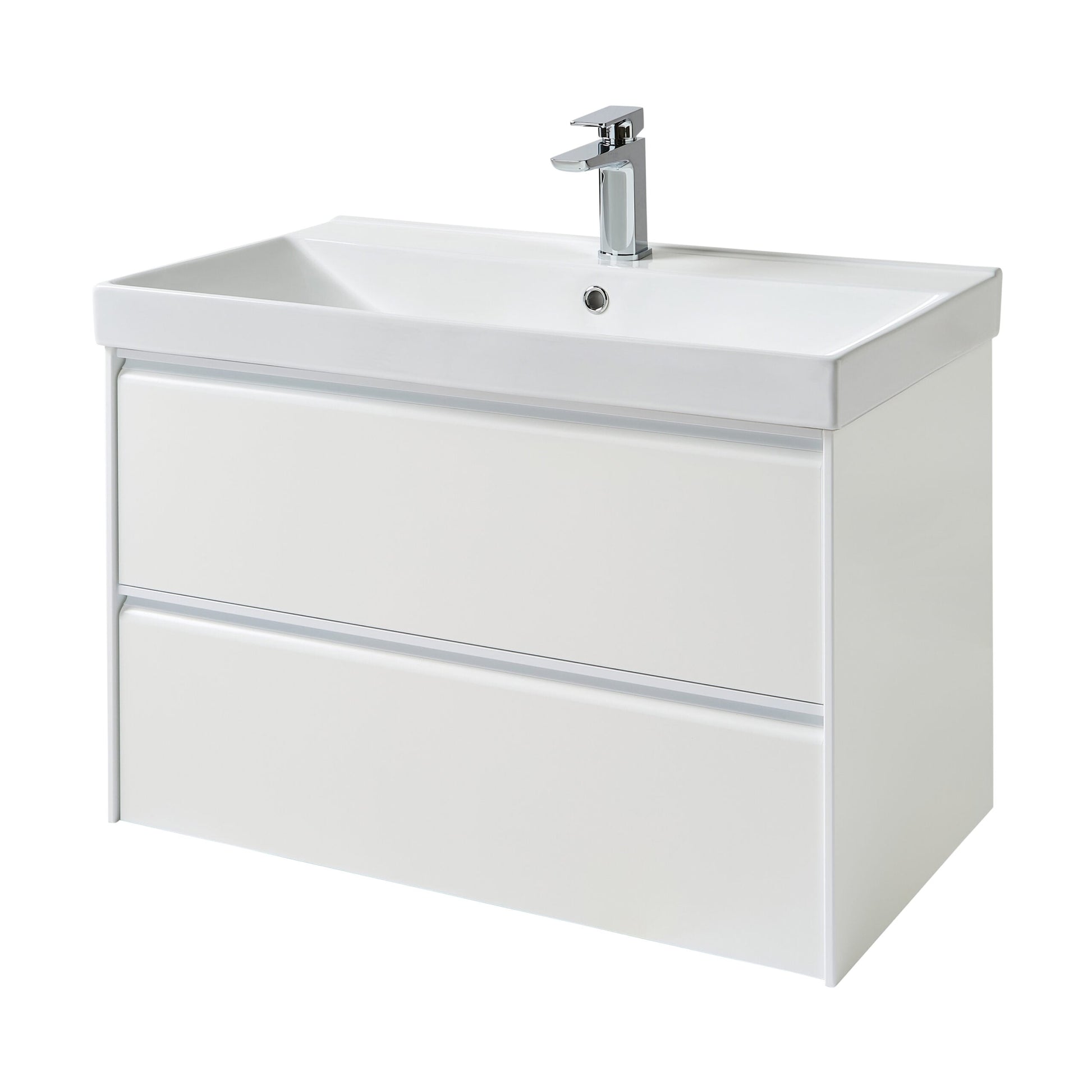 Moon 800mm 2 Drawer Wall Mounted Unit Matt White