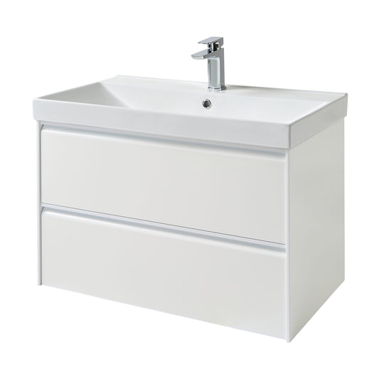 Moon 800mm 2 Drawer Wall Mounted Unit Matt White