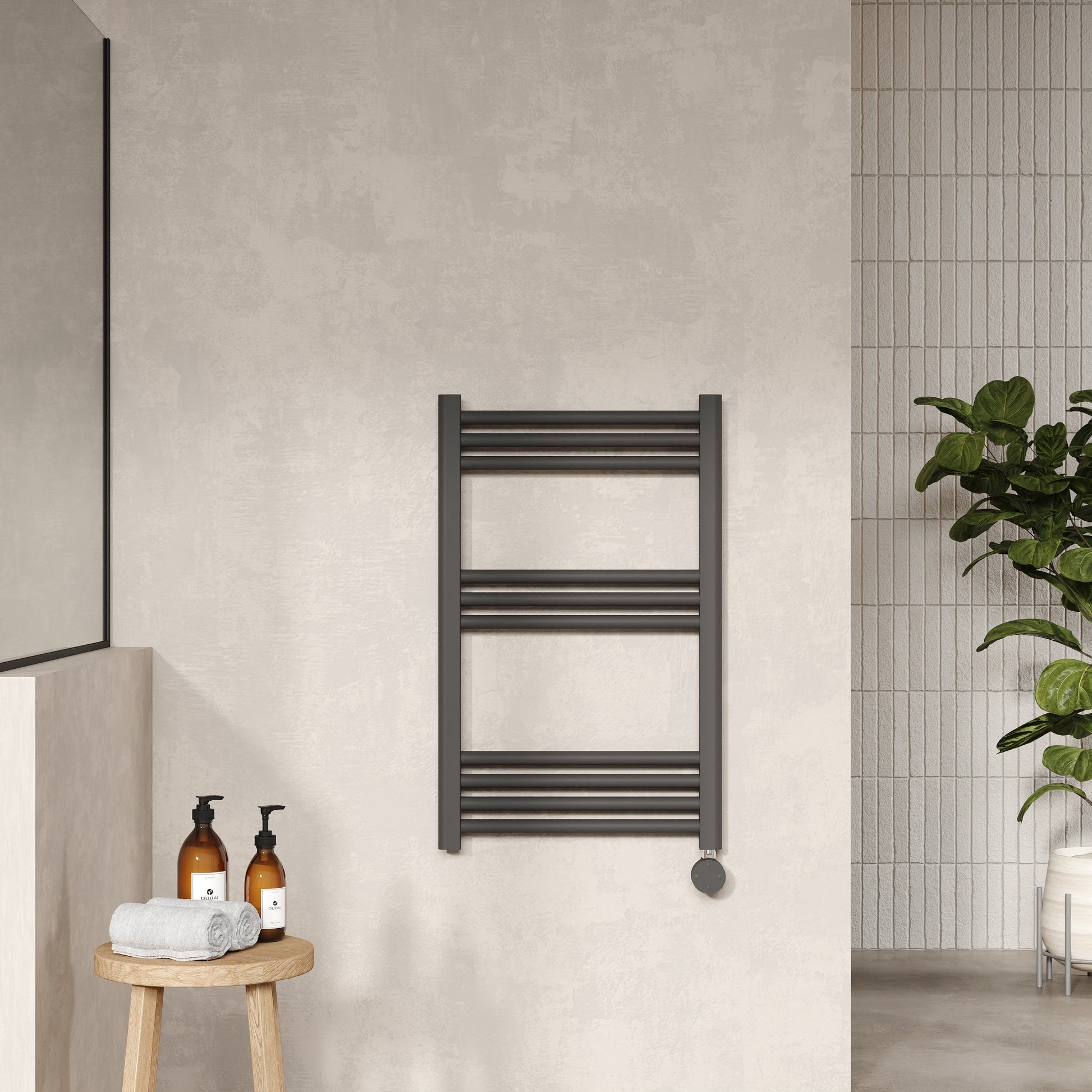 Electric Round Tube Towel Rail with 10 Bars, 800mm x 500mm