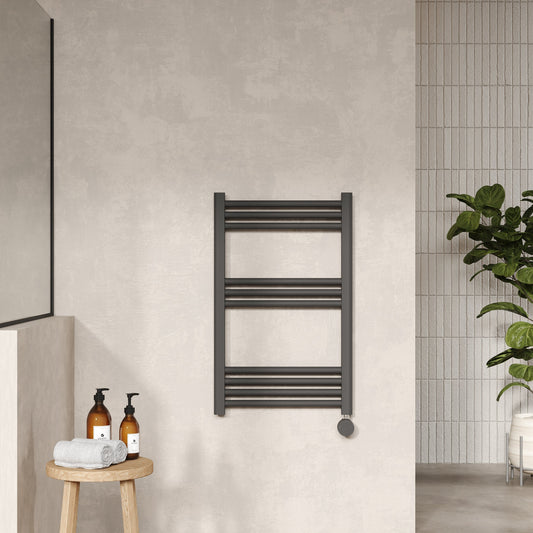 Electric Round Tube Towel Rail with 10 Bars, 800mm x 500mm