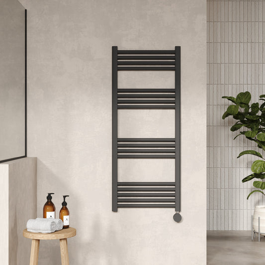 Electric Round Tube Towel Rail with 17 Bars, 1200mm x 500mm