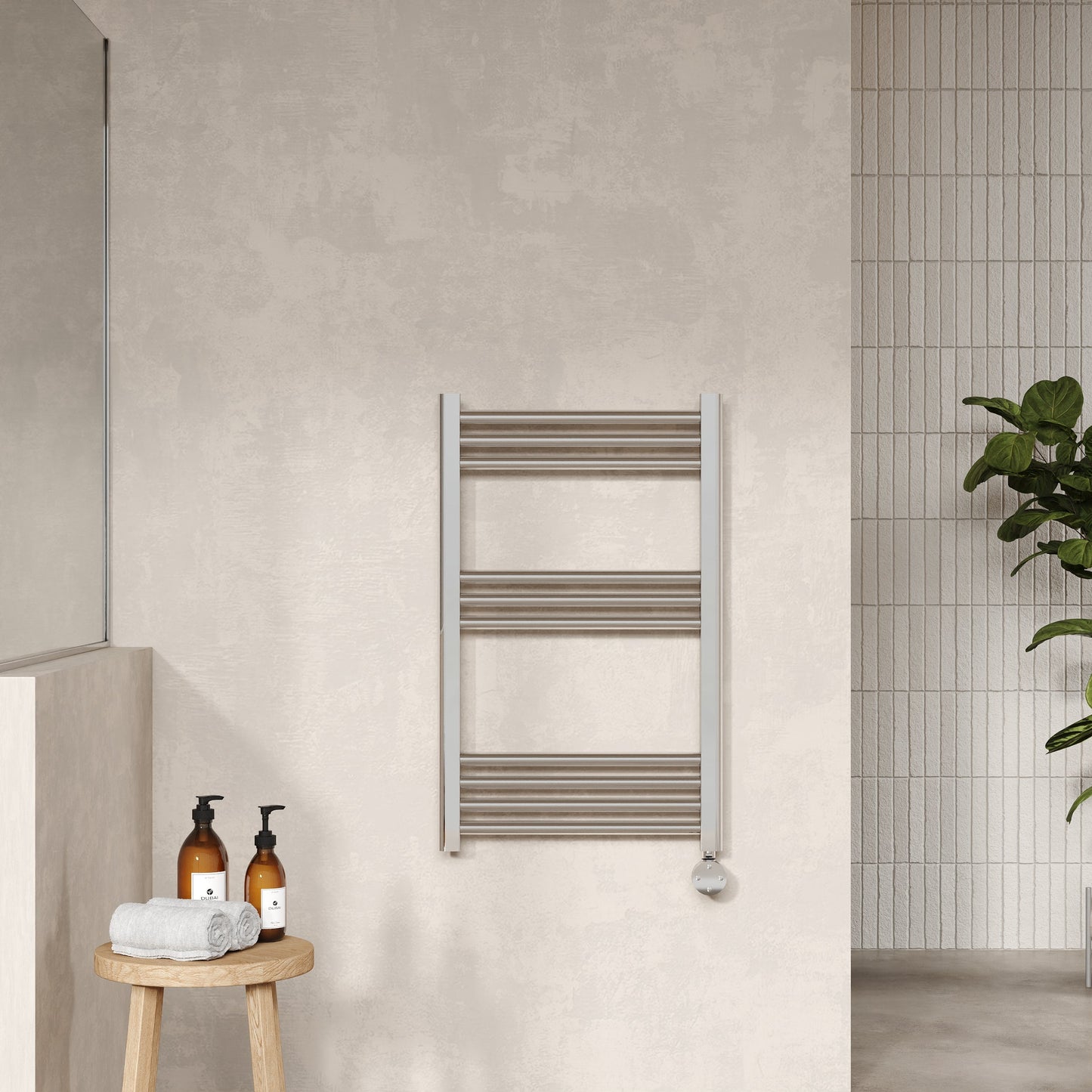 Electric Round Tube Towel Rail with 10 Bars, 800mm x 500mm