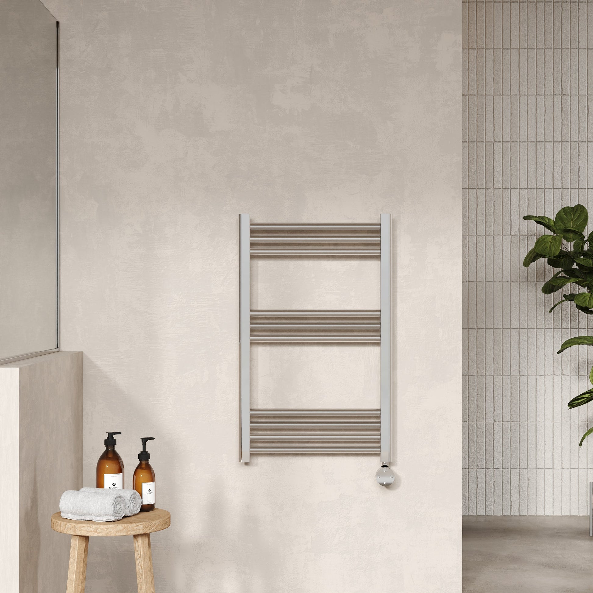 Electric Round Tube Towel Rail with 10 Bars, 800mm x 500mm