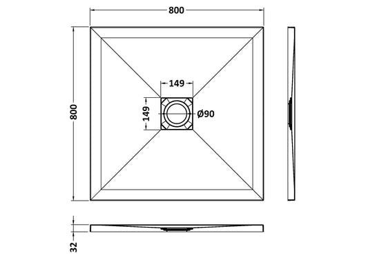 Square Slimline Shower Tray 800 x 800mm