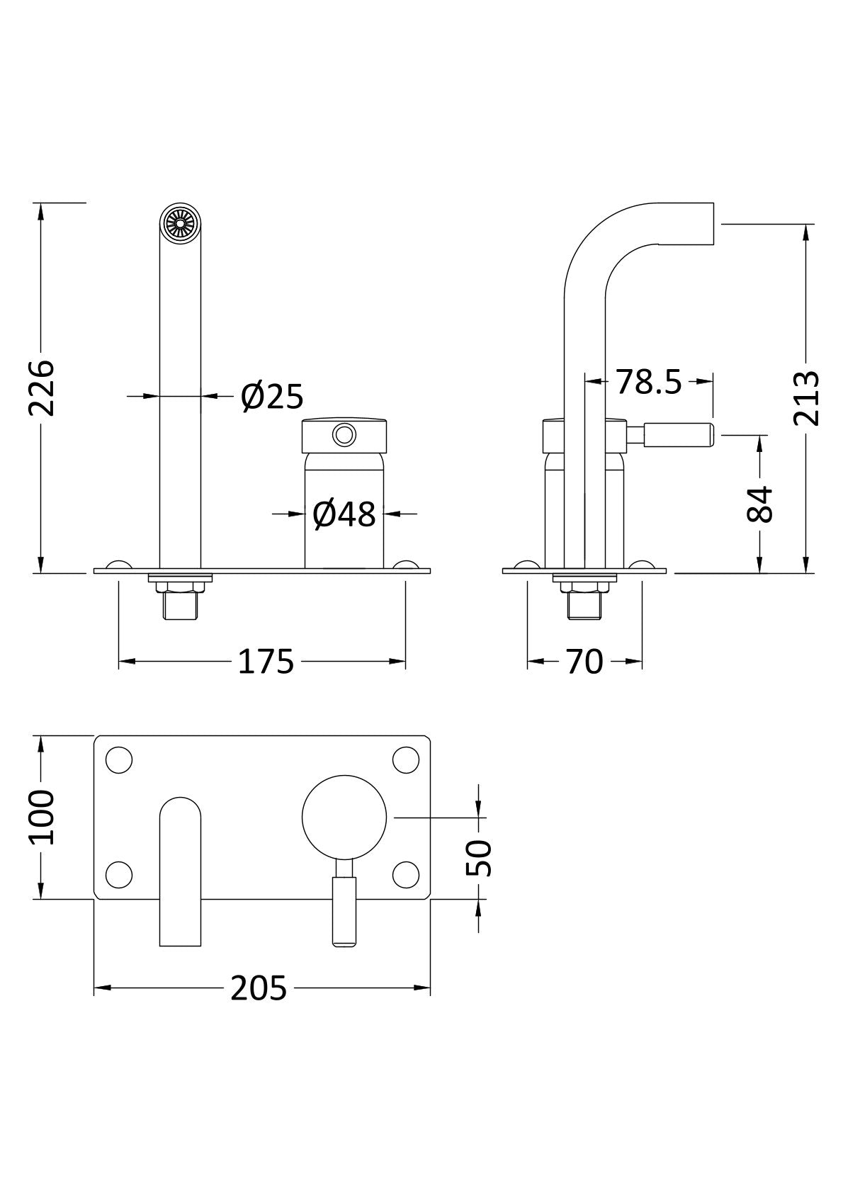 Tec Single Lever Wall Mounted Basin Bath Filler