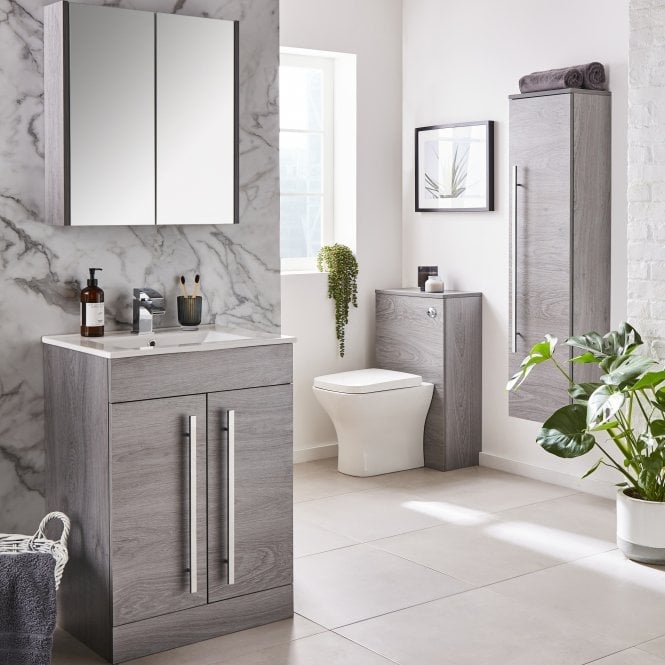 Purity 390. 500mm 2 Door Floor Standing Unit Silver Oak