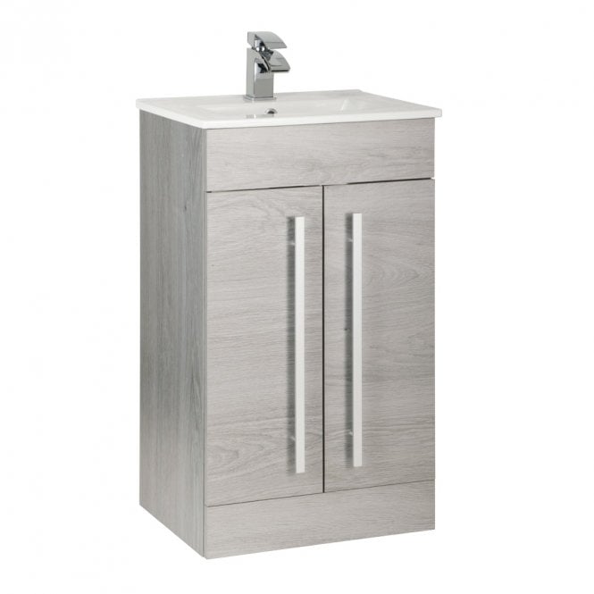 Purity 390. 500mm 2 Door Floor Standing Unit Silver Oak