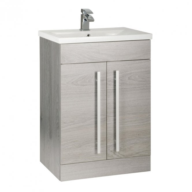 Purity/Matrix 600mm 2 Door Floor Standing Unit Silver Oak