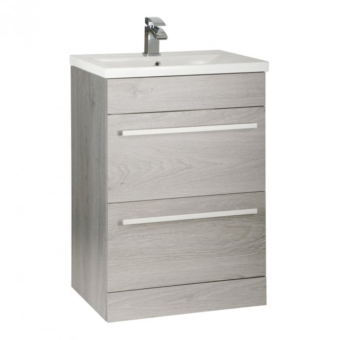 Purity/Matrix 600mm 2 Drawer Floor Standing Unit Silver Oak