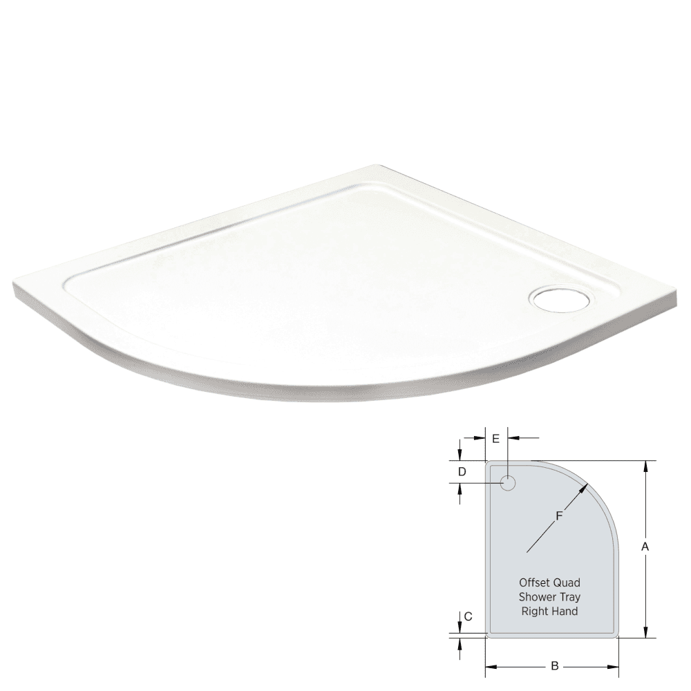 K-Vit 900 x 800mm RH Quadrant Low Profile Tray