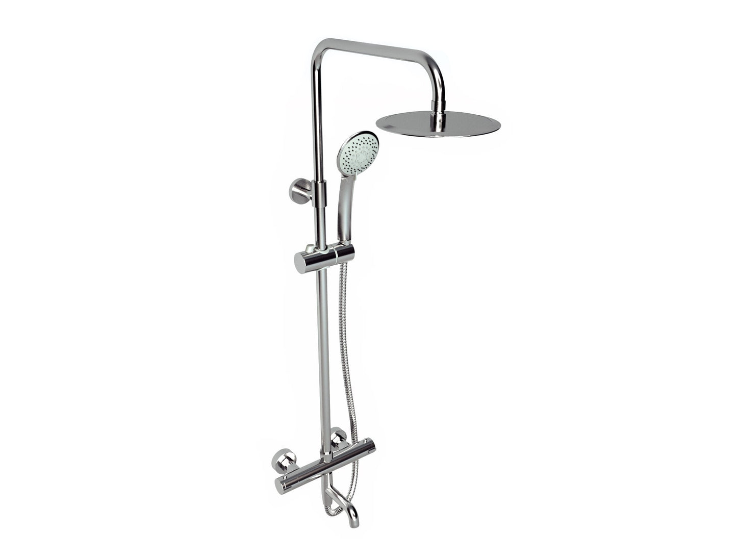 Plan Thermostatic Bar Shower with rigid riser and bath filler spout