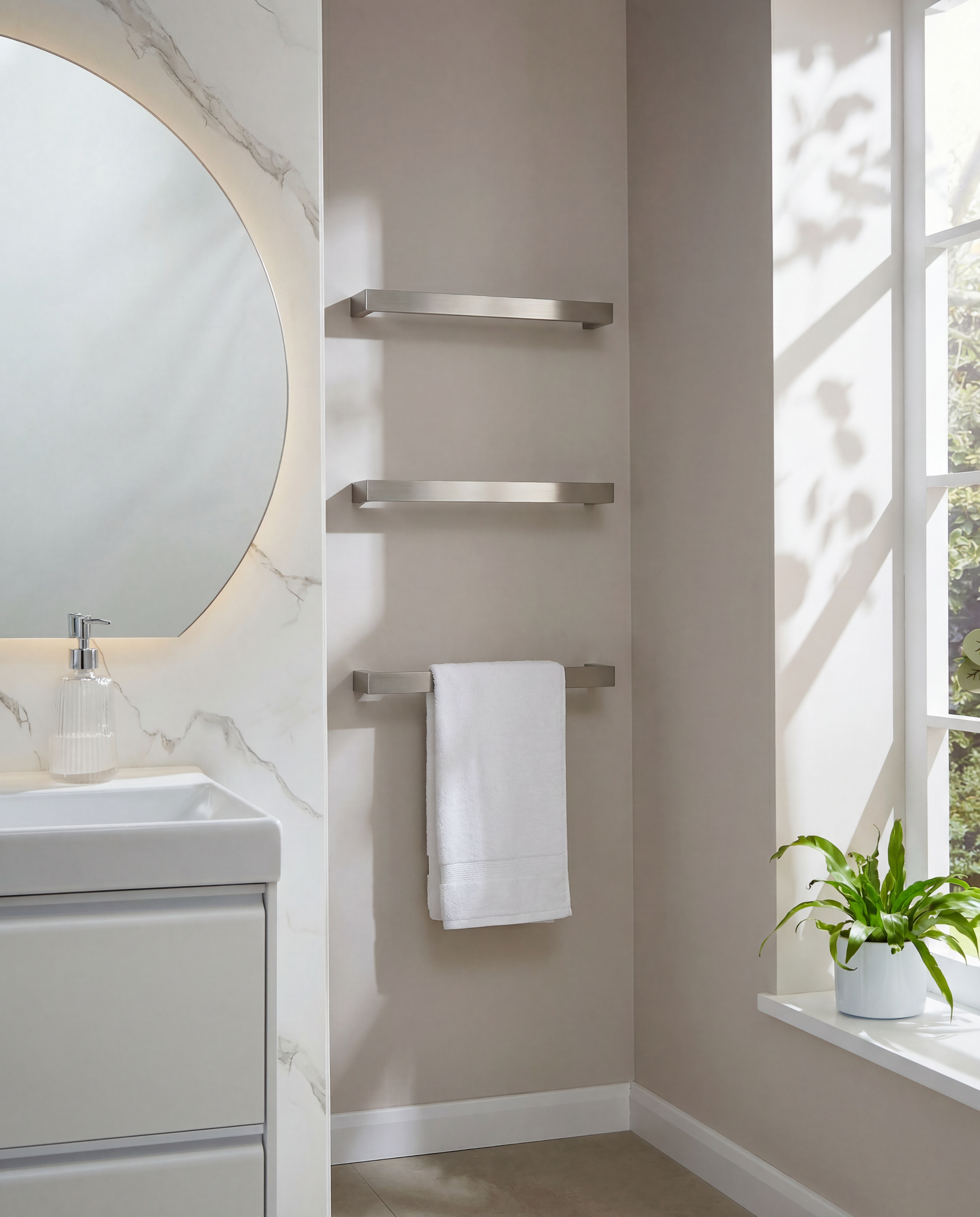 Singola Dry Electric Towel Rail 450mm - Brushed Nickel