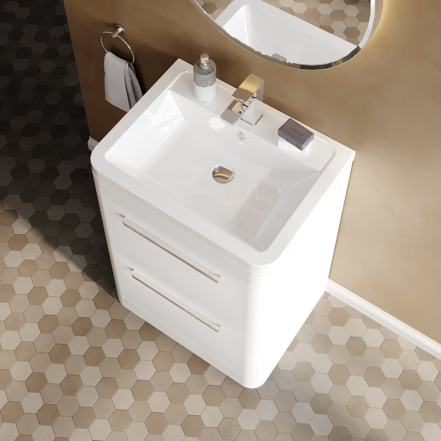 Hudson Reed Solar 600mm Floor Standing Vanity Unit With Ceramic Basin