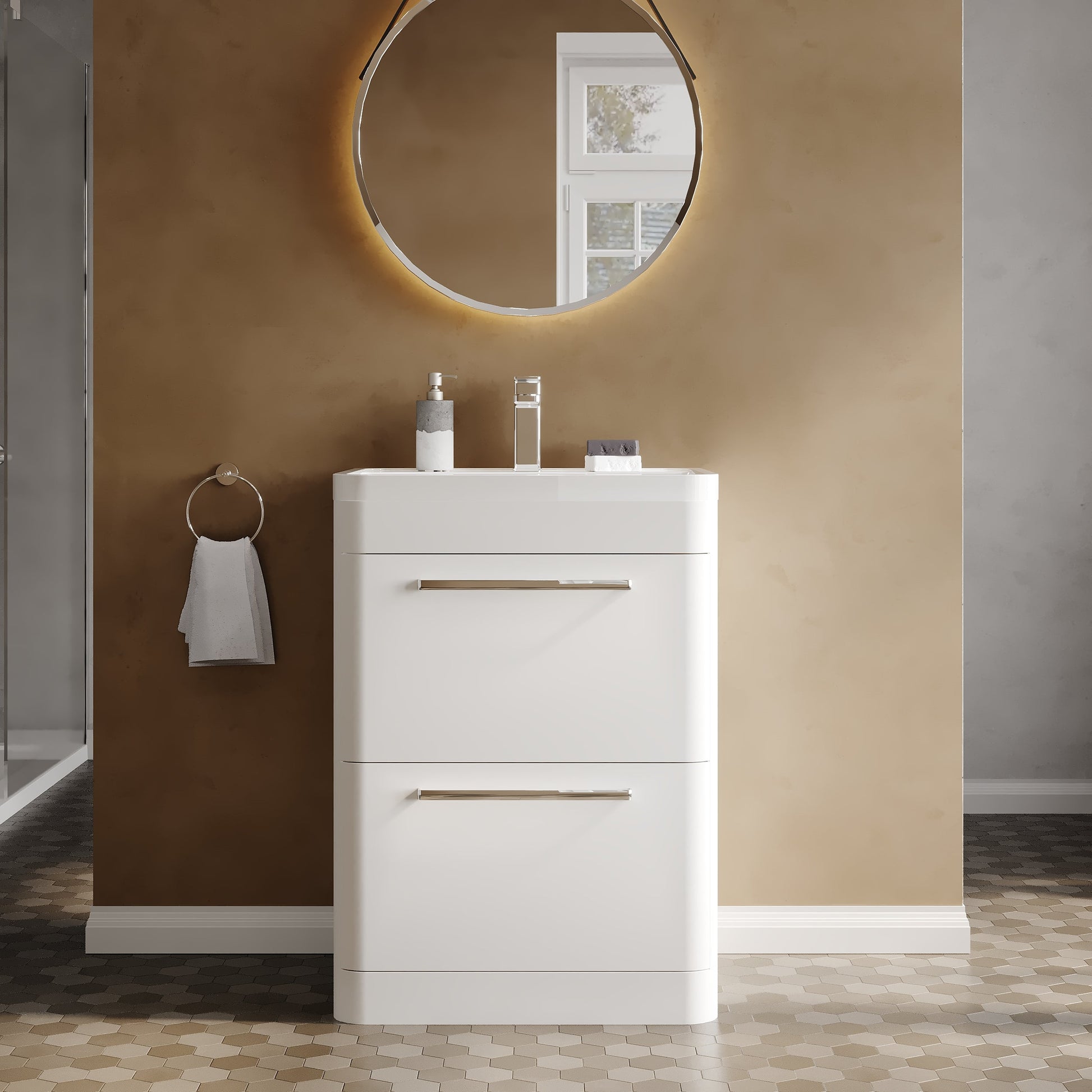 Hudson Reed Solar 600mm Floor Standing Vanity Unit With Polymarble Basin