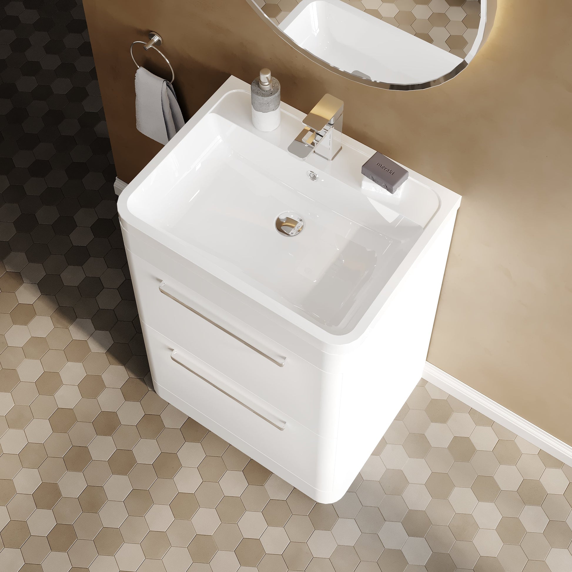 Hudson Reed Solar 600mm Floor Standing Vanity Unit With Polymarble Basin