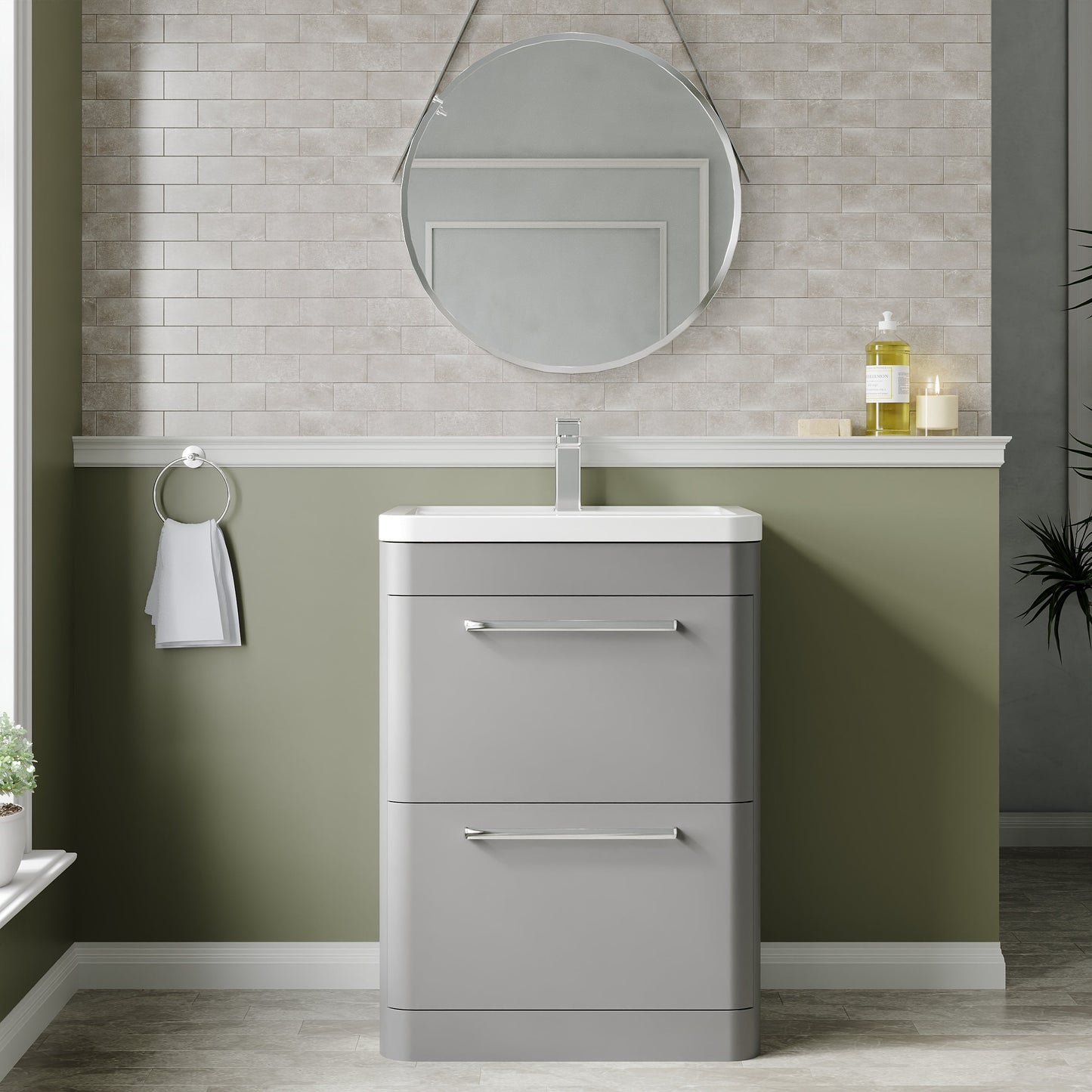 Hudson Reed Solar 600mm Floor Standing 2 Drawer Vanity Unit With Ceramic Basin