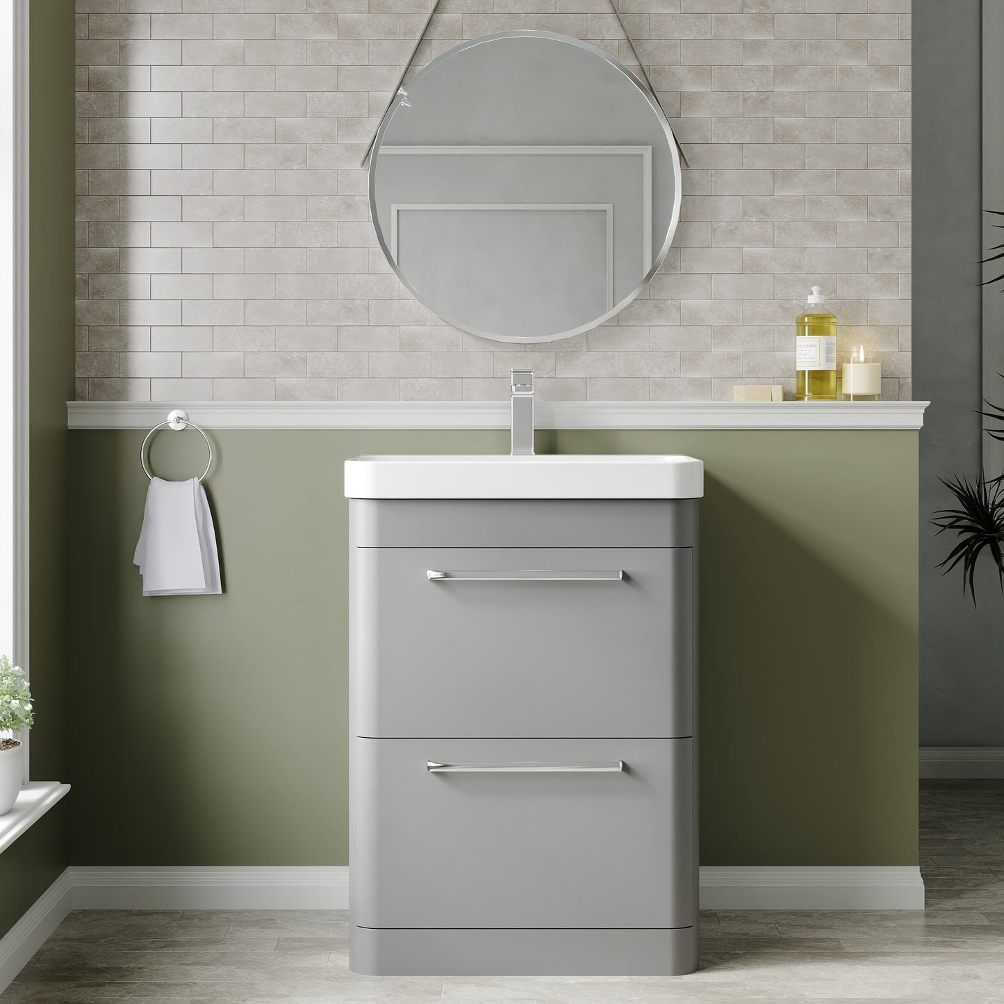 Hudson Reed Solar 600mm Floor Standing 2 Drawer Vanity Unit With Ceramic Basin