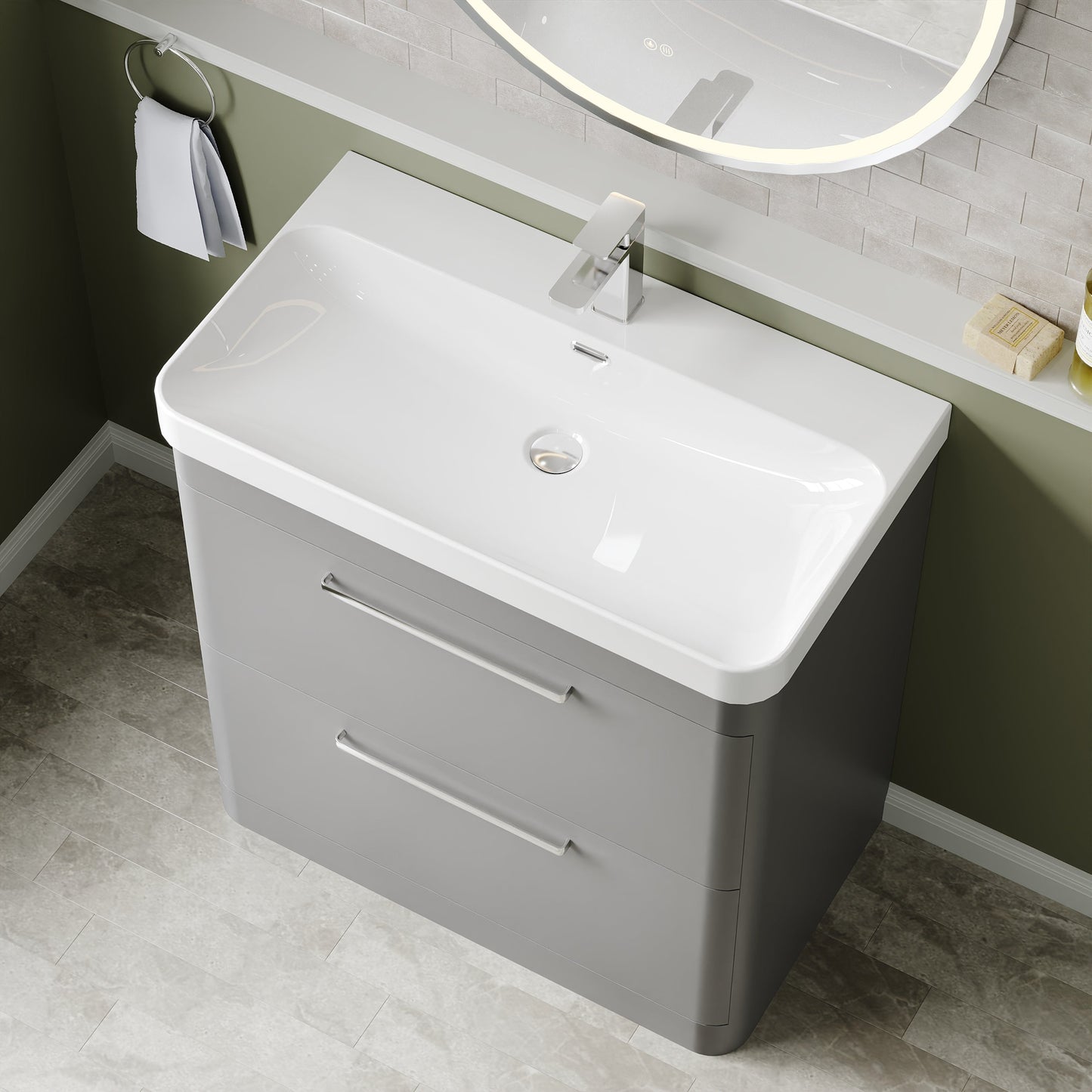 Hudson Reed Solar 800mm Floor Standing Vanity Unit With Ceramic Basin