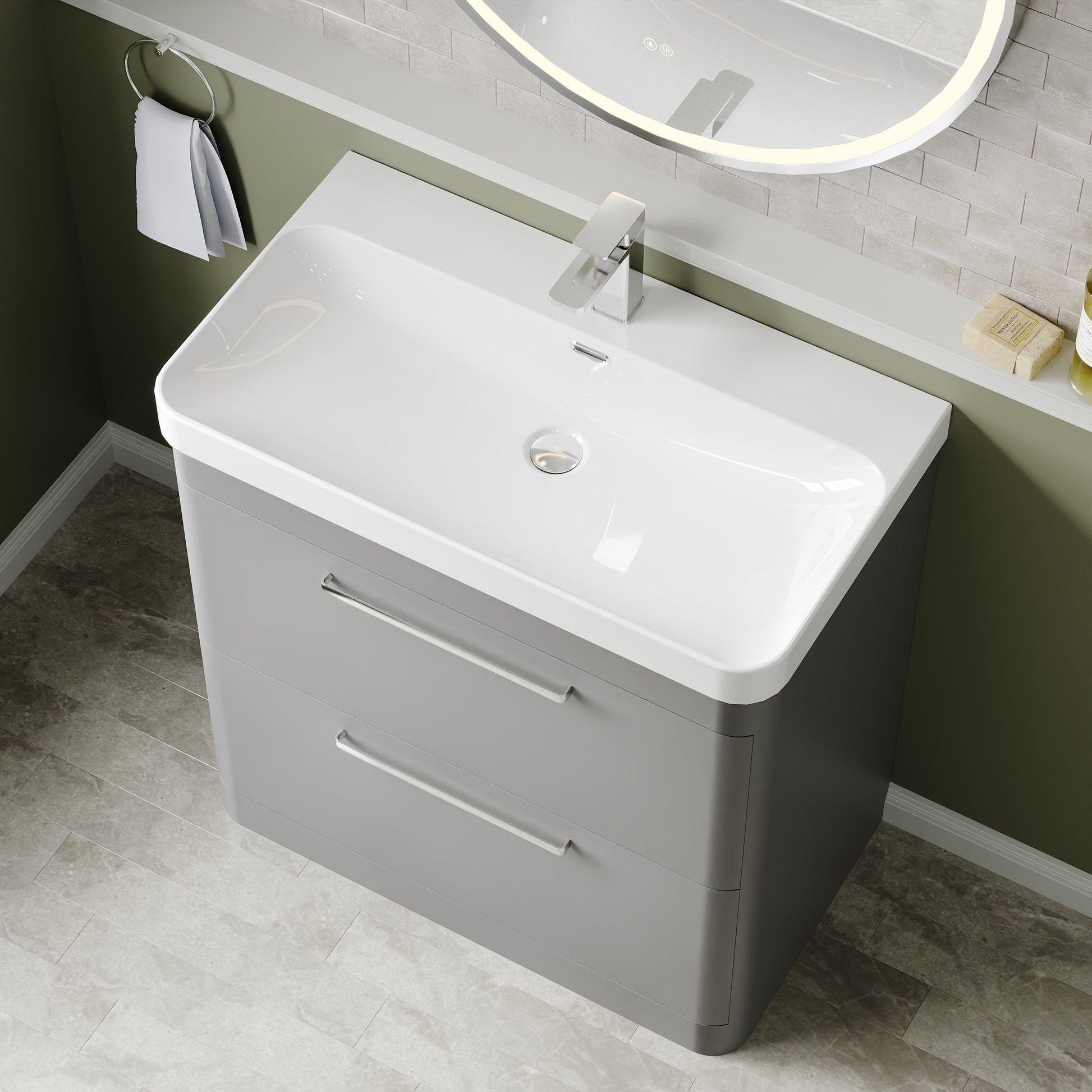 Hudson Reed Solar 800mm Floor Standing Vanity Unit With Ceramic Basin