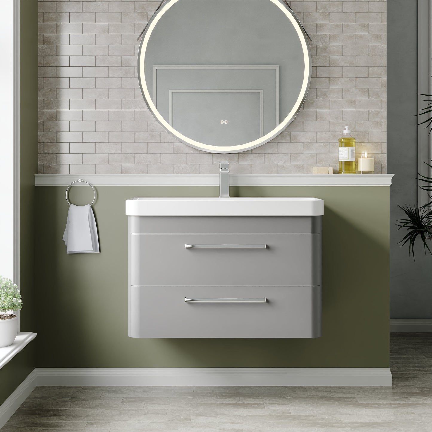 Hudson Reed Solar 800mm Wall Hung Vanity Unit With Ceramic Basin