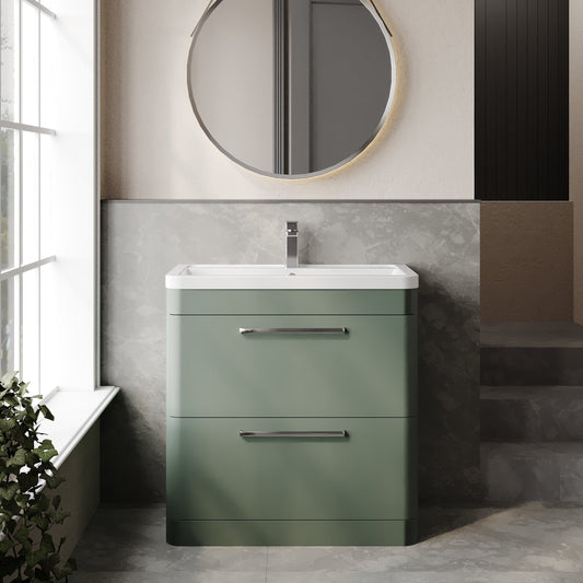 Hudson Reed Solar 800mm Floor Standing 2-Drawer Vanity Unit With Ceramic Basin