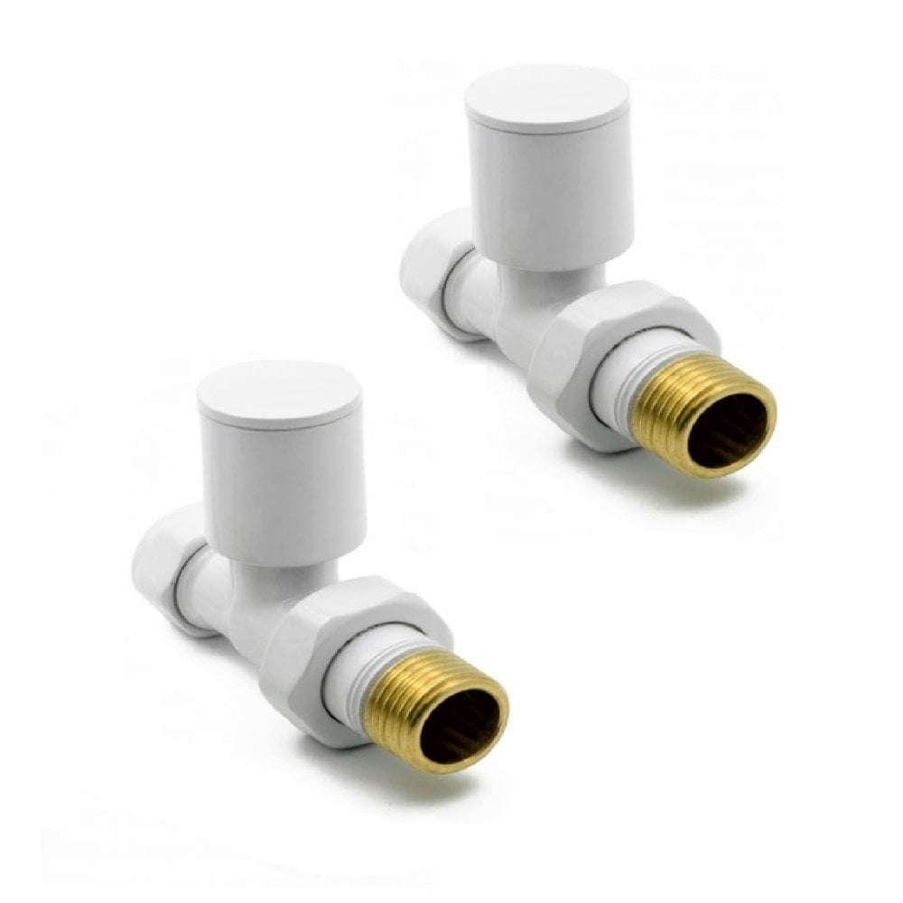 White Radiator Valve Straight 15mm (Pair)