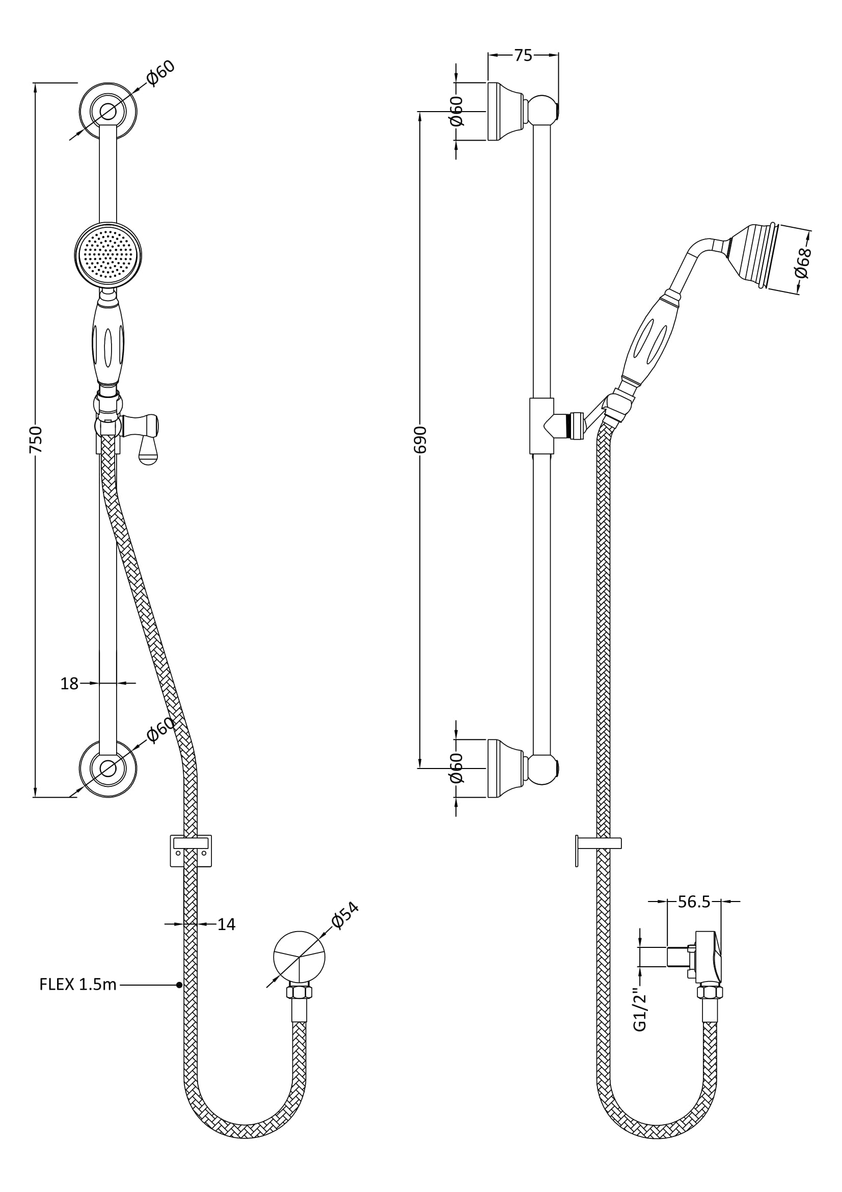 Shower Kits Slider Rail Kit