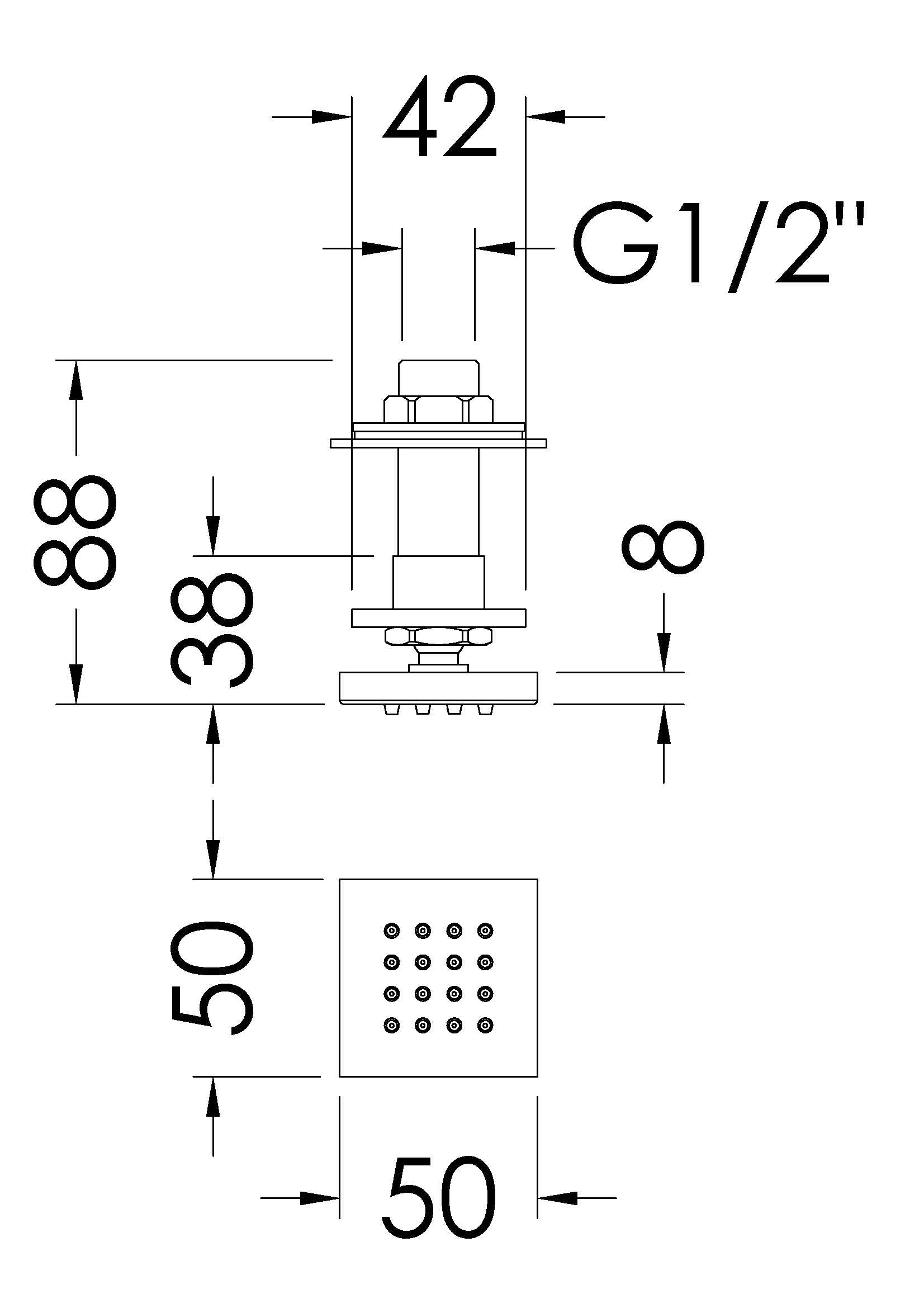 Shower Accessories Square Body Jet