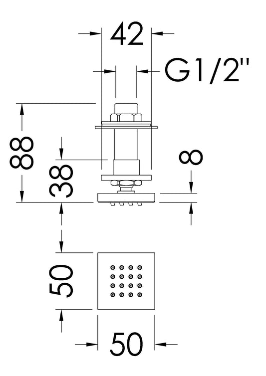 Shower Accessories Square Body Jet