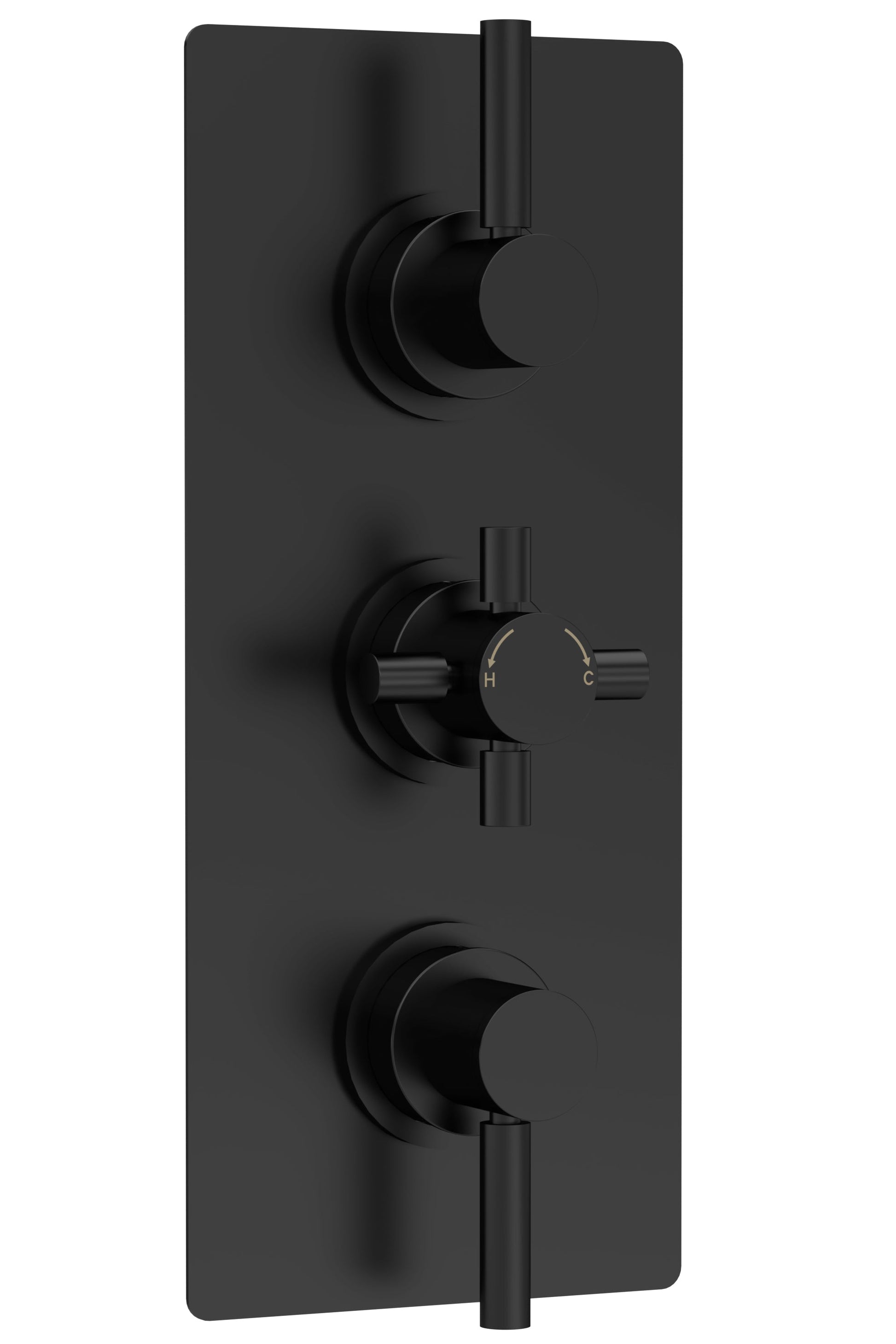 Tec Pura Triple Thermostatic Shower Valve Matt Black