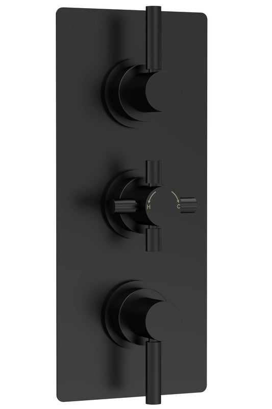 Tec Pura Triple Thermostatic Shower Valve Matt Black