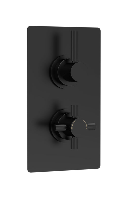 Tec Pura Twin Thermostatic Shower Valve Matt Black