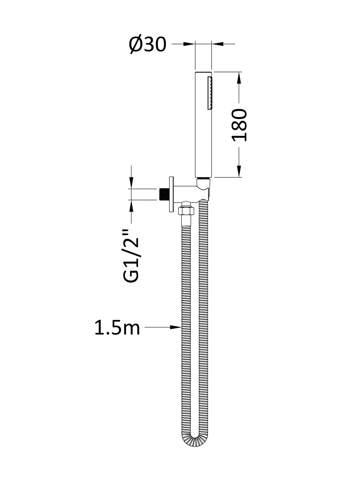 Shower Accessories Outlet Elbow, Parking Bracket, Flex and Handset Matt Black