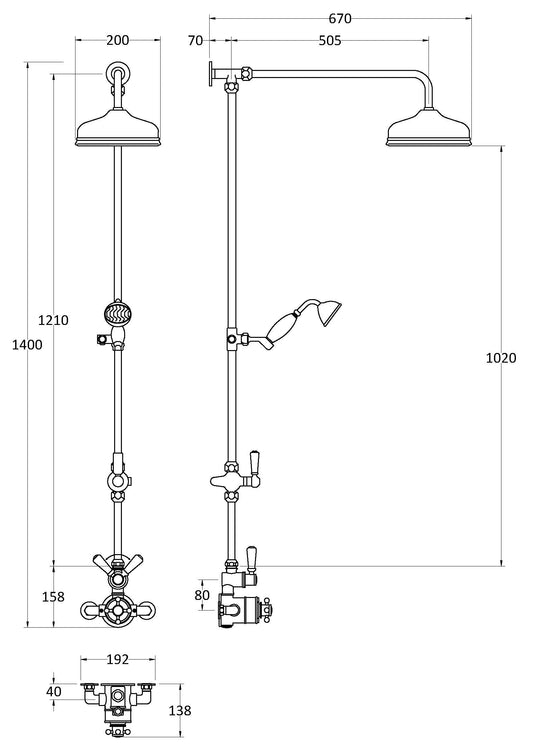 Hudson Reed Exposed Valve Sets Traditional Brushed Brass Wall Mounted Manual Shower Kit
