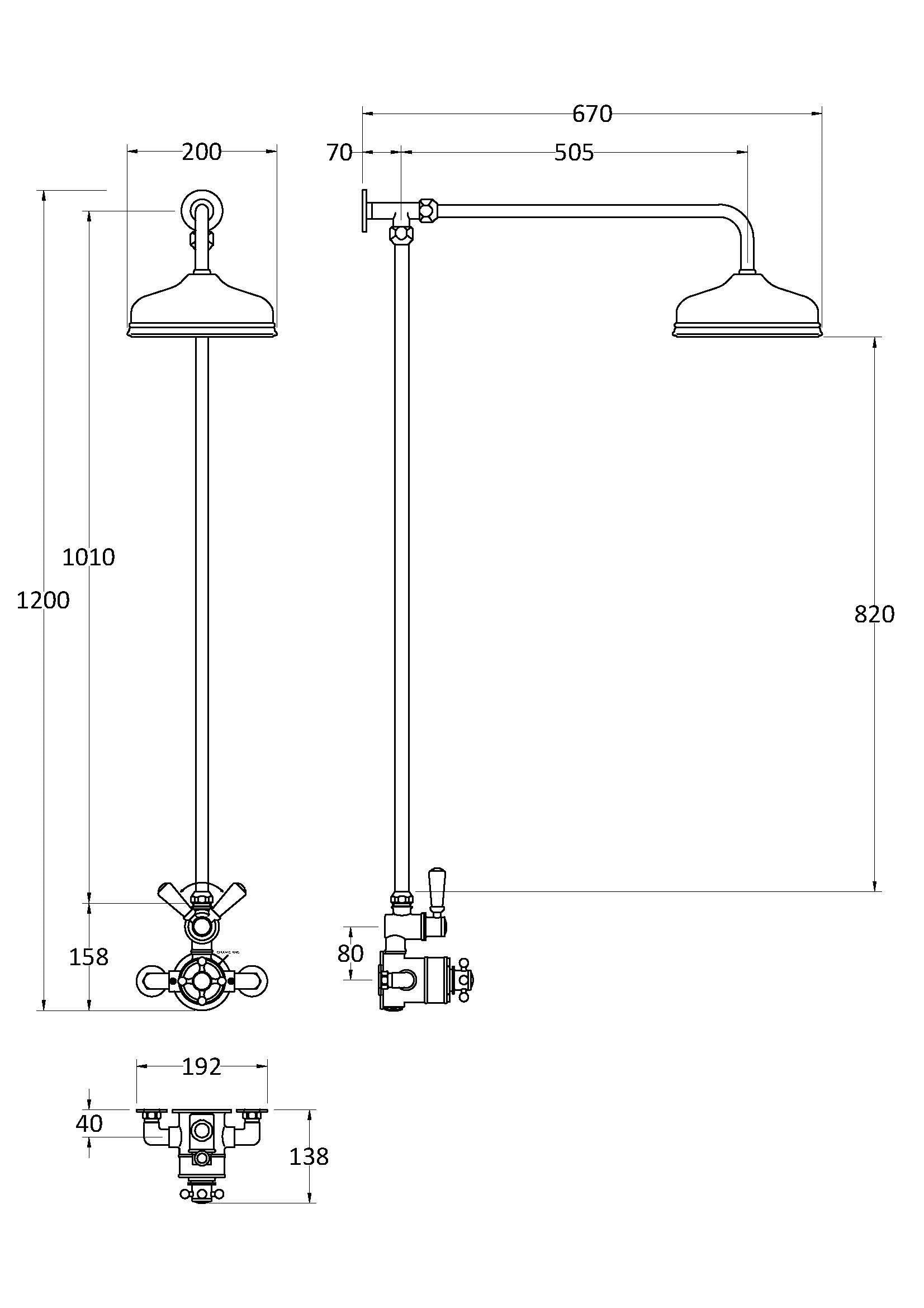 Hudson Reed Exposed Valve Sets Traditional Wall Mounted Brushed Brass Shower Kit
