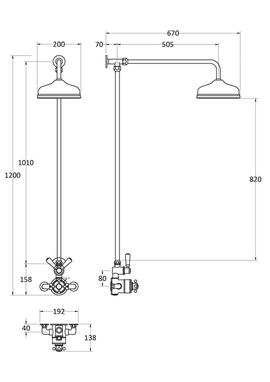 Hudson Reed Exposed Valve Sets Traditional Wall Mounted Brushed Brass Shower Kit