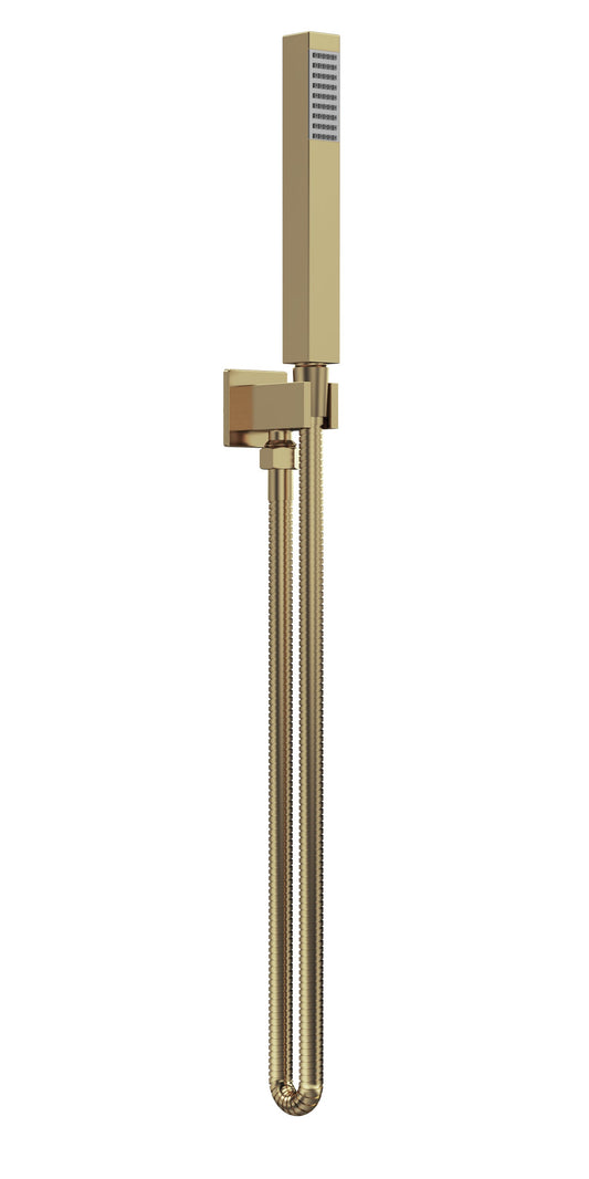 Shower Accessories Outlet Elbow, Parking Bracket, Flex and Handset Brushed Brass
