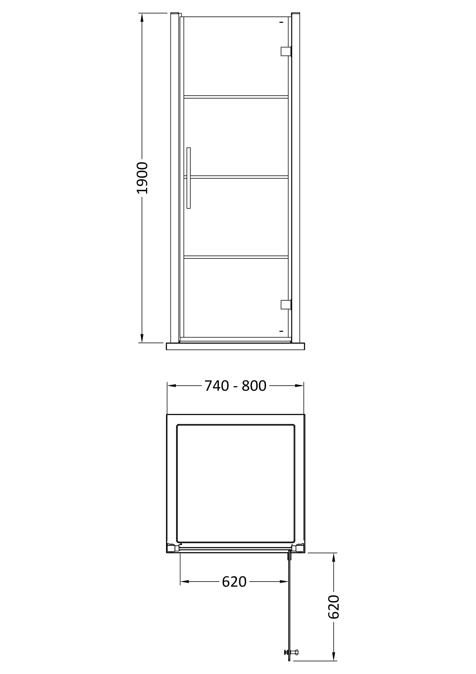Apex 800mm Hinged Shower Door 8mm Glass