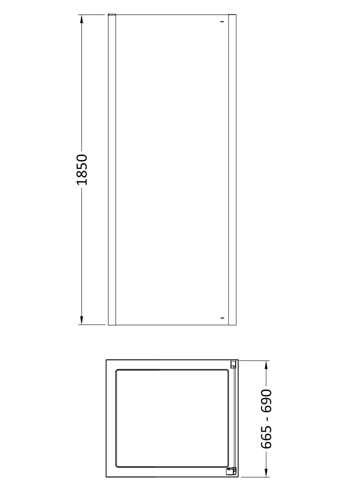 Pacific 700mm Side Panel 6mm Glass
