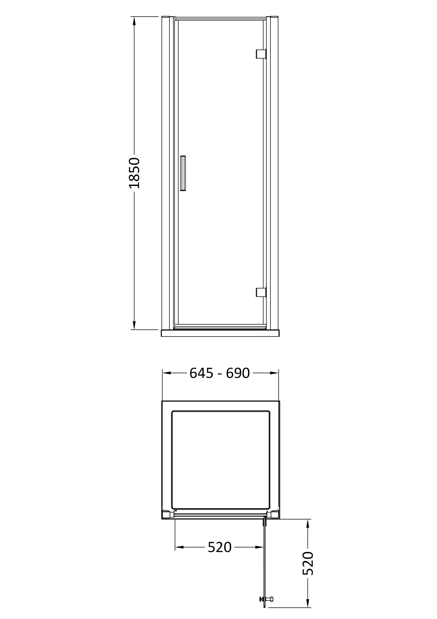 Pacific 700mm Hinged Door Enclosure 6mm Glass