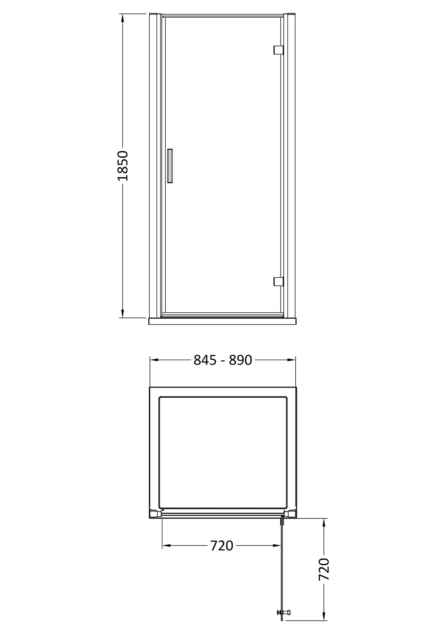 Hudson Reed Pacific 900mm Hinged Shower Door