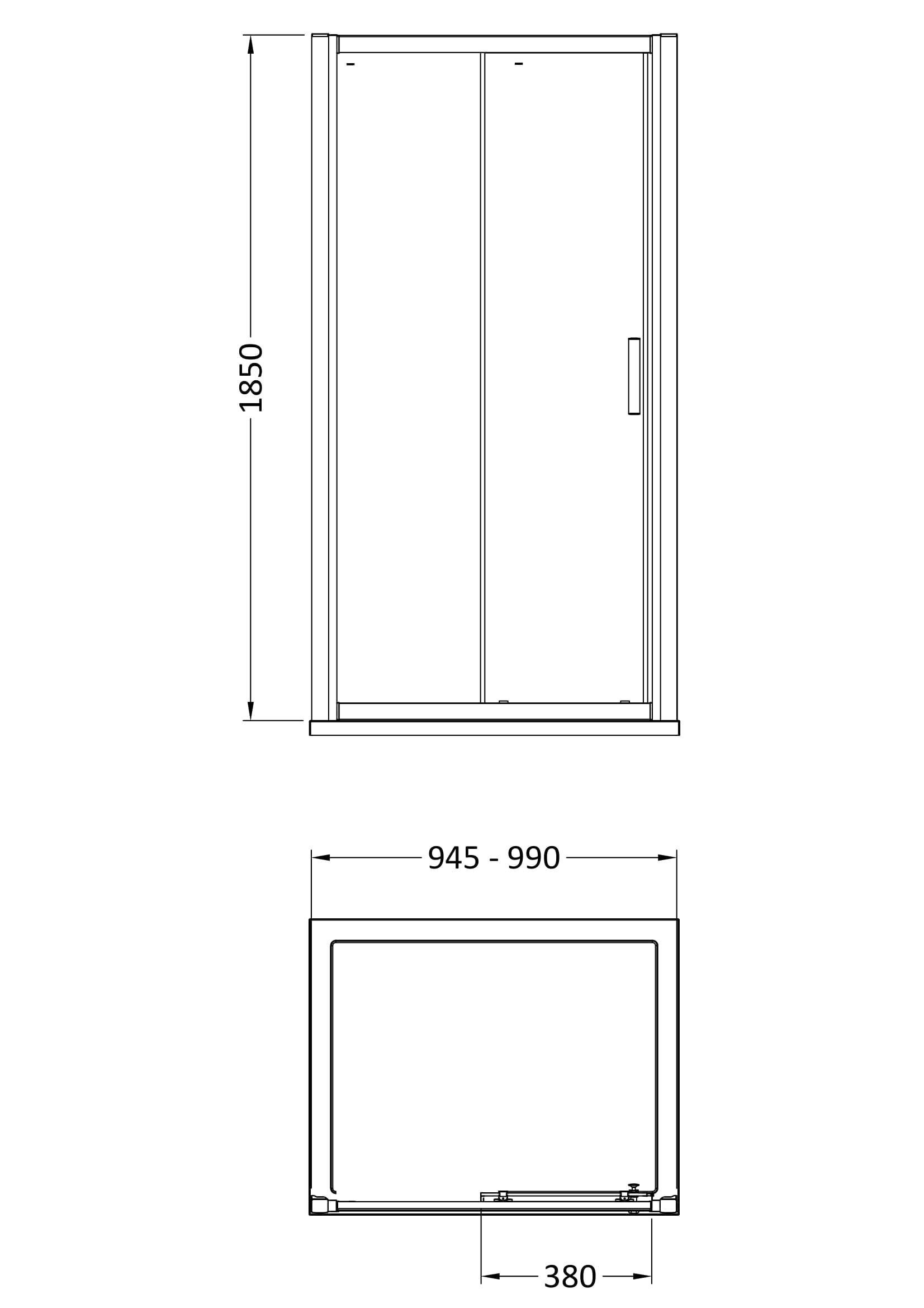 Pacific 1000mm Single Sliding Door 6mm Glass
