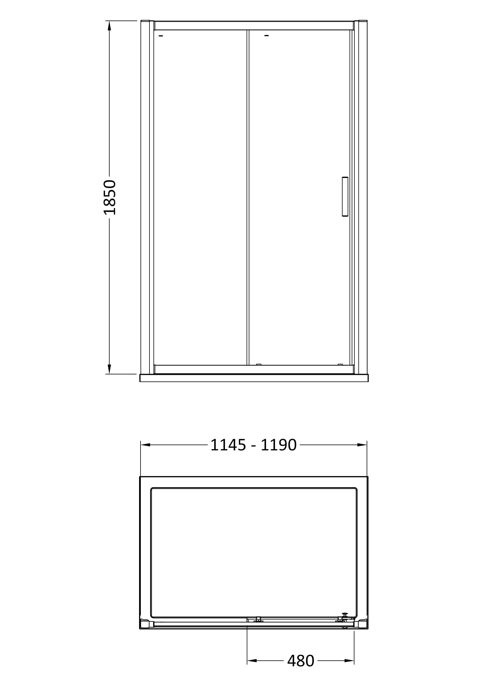 Pacific 1200mm Single Sliding Door 6mm Glass