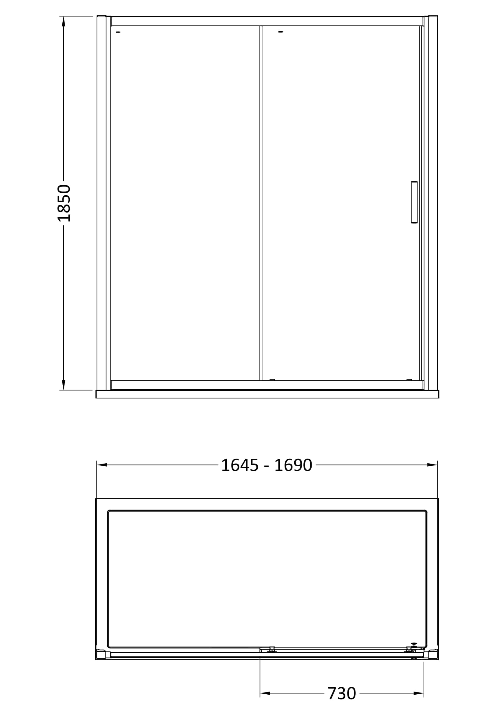 Hudson Reed Pacific 1700mm Sliding Shower Door