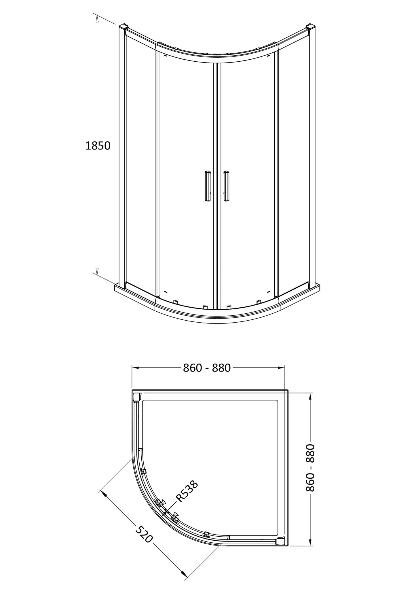 Hudson Reed Pacific 900mm Chrome Quadrant Shower Enclosure